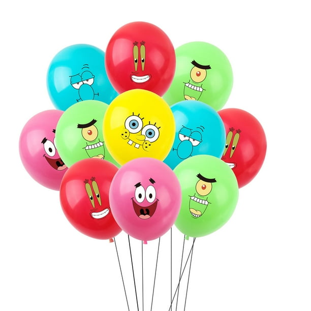 11 piezas de Bob Esponja SquarePants decoración de fiesta de cumpleaños globos cangrejo Boss Pie estrella animación 12 pulgadas globos de látex