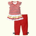 thumbnail image 5 of Atogsazn Baby Girl Summer Casual Clothes Set Kids Short Sleeve Striped Dress and Capris 2 Piece Set Outfits 5-6 Years B-Red on Clearance, 5 of 5