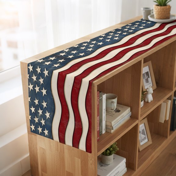 Table Runner,American Flag Patriotic Kitchen Dining Table Runners Tabletop Decorations Vintage Stars and Stripes Tablerunner Drsser Sarvs for Home Partyo Wdedeng Birthday Decor,13x36in