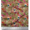 thumbnail image 1 of Soimoi Rayon Fabric Fox,Leaves & Floral Clip Art Printed Fabric 1 Yard 42 Inch Wide, 1 of 1