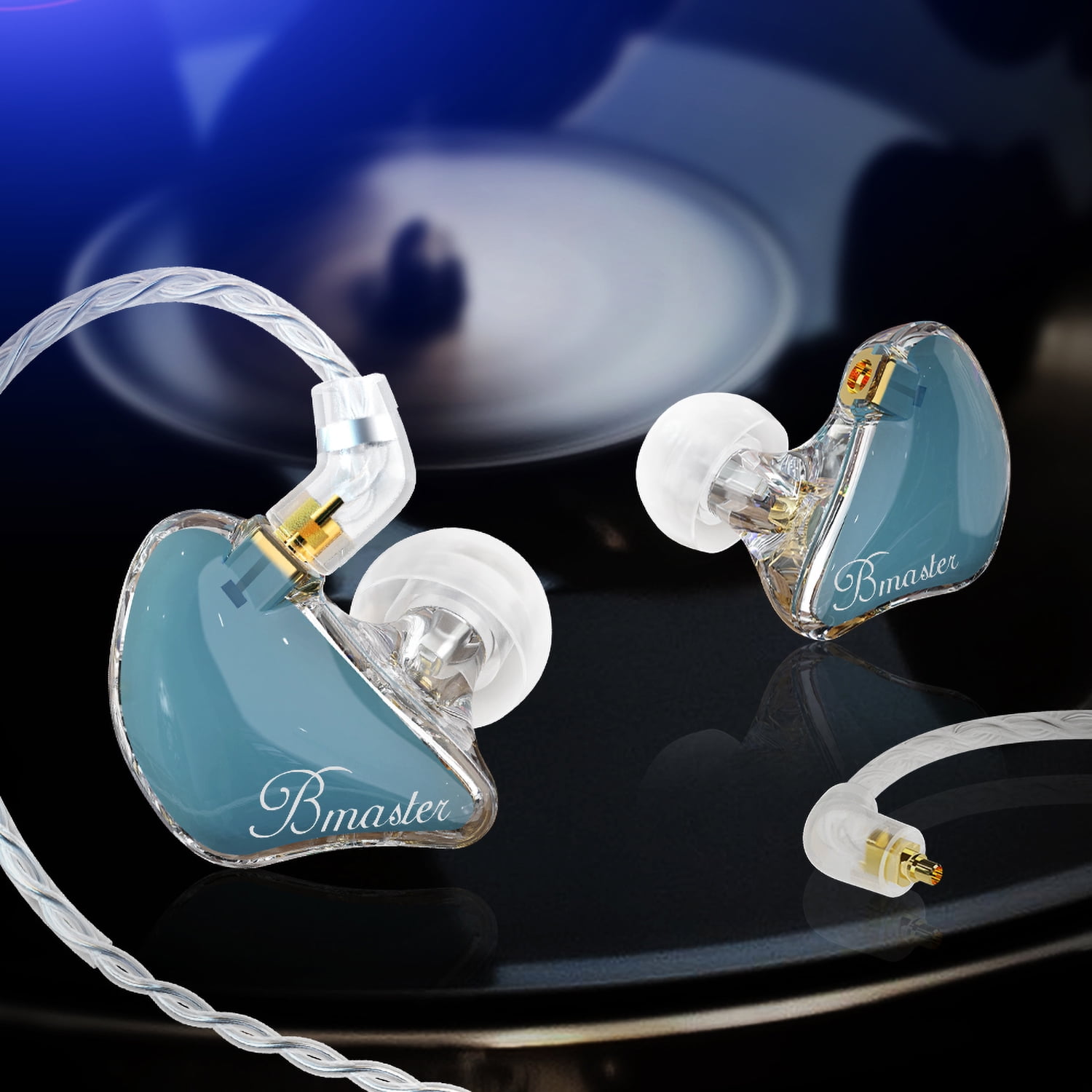 BASN Bmaster Triple Drivers in Ear Monitor Headphone with Two Detachable Cables Fit in Ear Suitable for Audio Engineer, Musician(Blue)