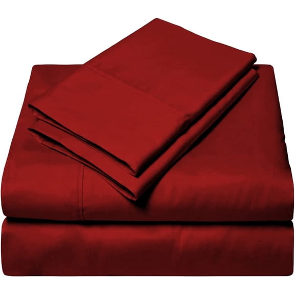 100% Egyptian Cotton Bed Sheets Set with 12" Inch Deep Pocket - Soft & Cooling Sheets - 4 Piece Sheets & Pillowcases - 400 Thread Count Luxury Bedding - Burgundy Solid, Full-XL Size.