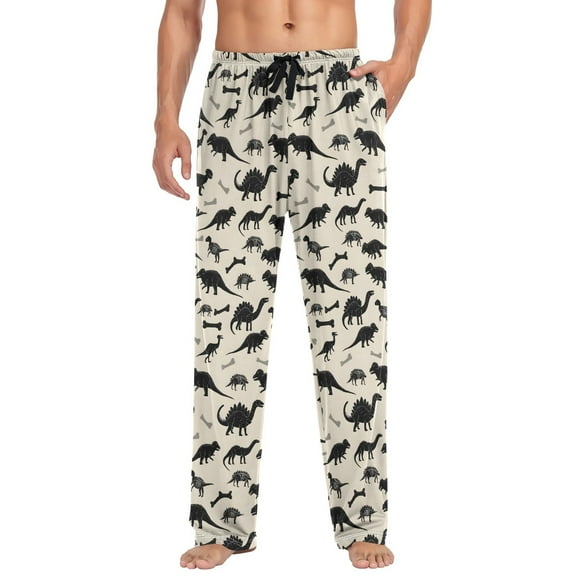 joogoo Men's Pajama Pants Retro Dinosaurs Soft Long Sleep Lounge Pjs Bottoms L