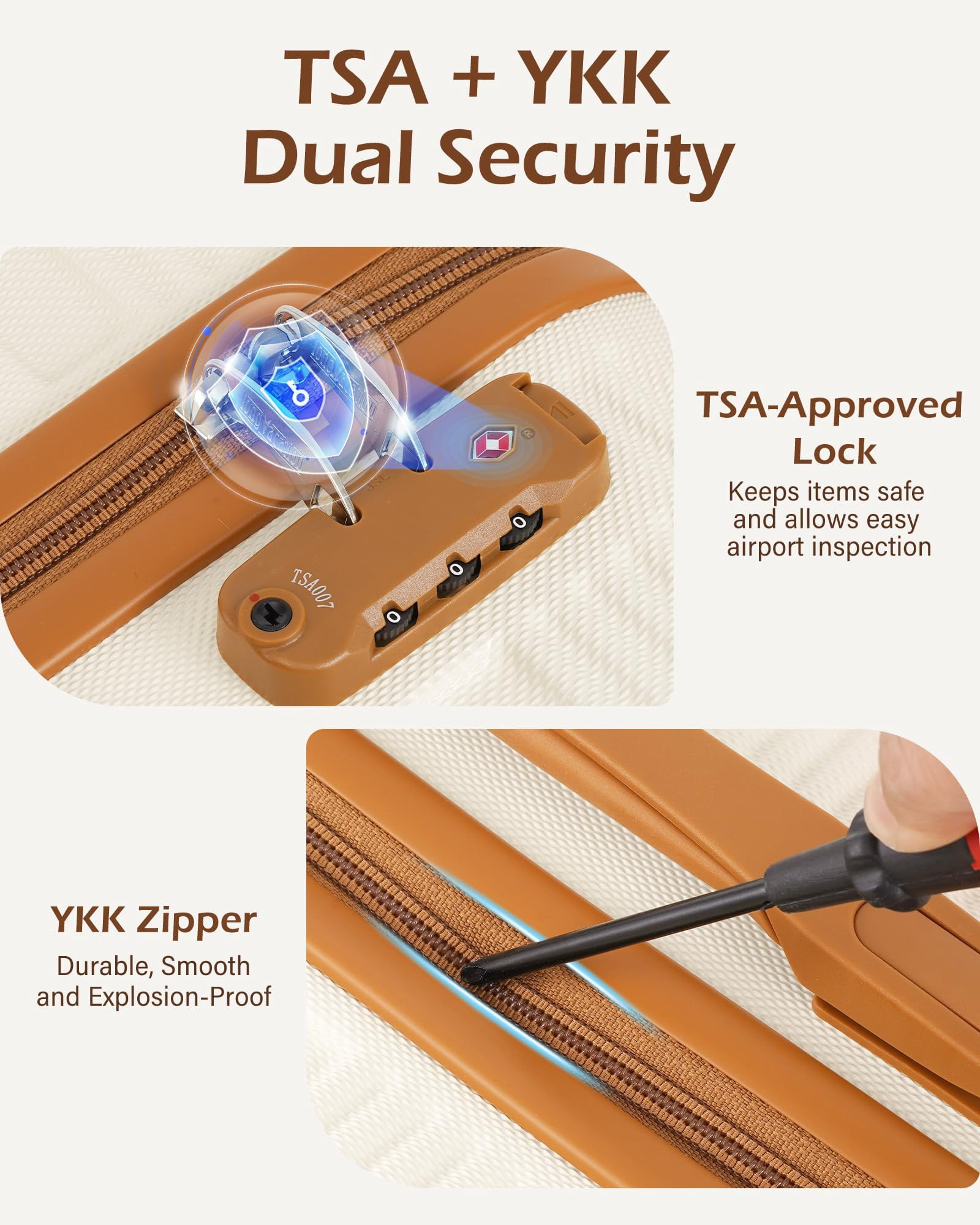 LONG VACATION 3 Piece Carry On Luggage 20 Inch Carryon Suitcase with Spinner Wheels, ABS+PC Hardshell Suitcase set with TSA Lock & YKK Zipper