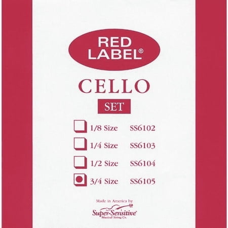 Super-Sensitive Red Label Cello String Set - 3/4 Size