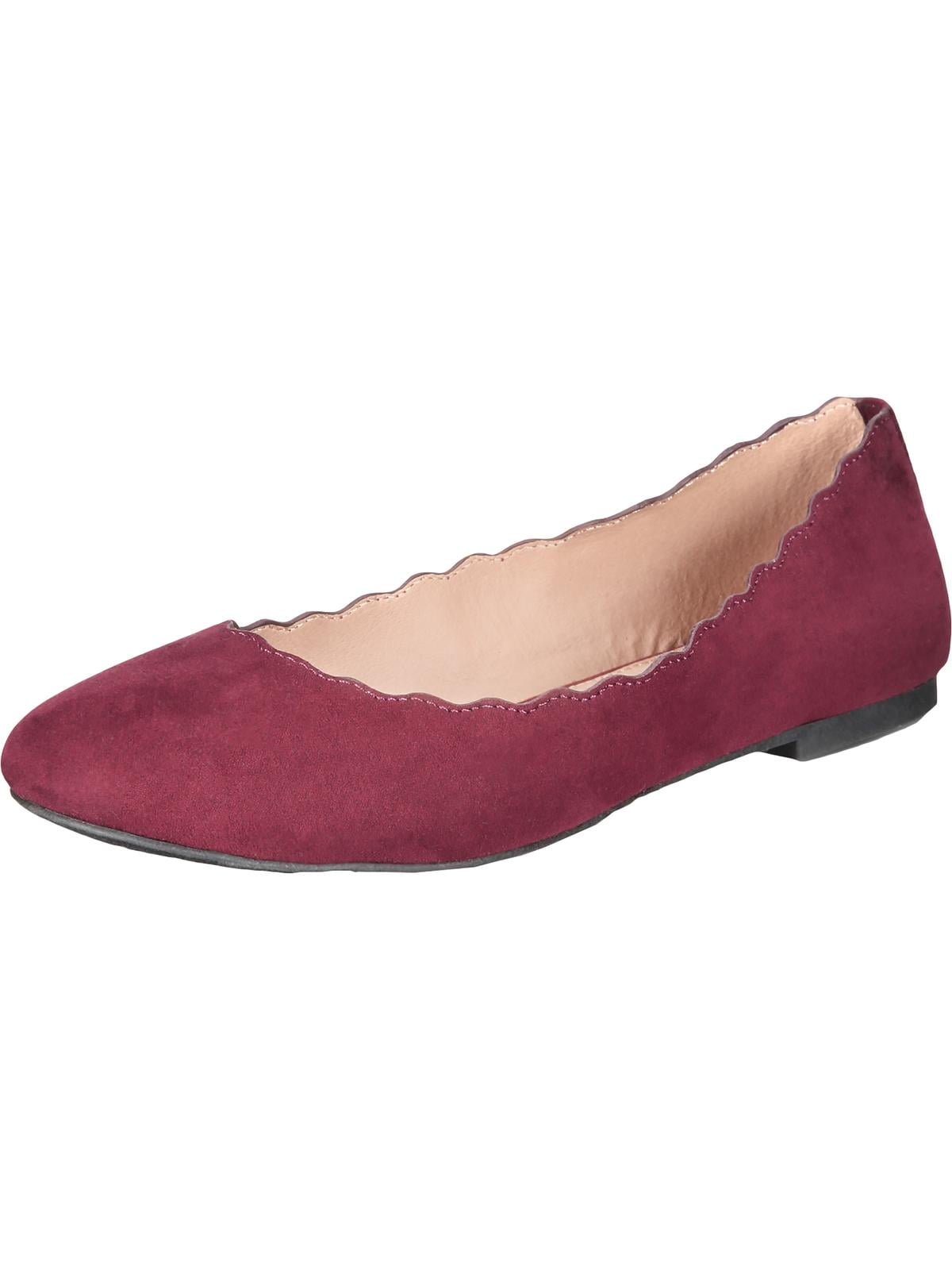 Esprit Womens Odette Scalloped Slip On Ballet Flats