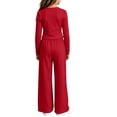 thumbnail image 6 of QTBIUQ Girls Two-Piece Fall Set Long-Sleeve Fitted Crop Top and Elastic Waist Wide-Leg Pants Casual Outfit Set, 6 of 6