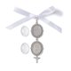 thumbnail image 1 of Tibetan Style Alloy & Glass Oval Photo Bouquet Hanging Ornaments with Satin Ribbon and Zinc Alloy Lobster Claw Clasps Antique Silver 132mm, 1 of 3