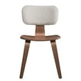 thumbnail image 2 of White Boucle and Walnut Side Chair with Upholstered Back (Set of 2), 2 of 7