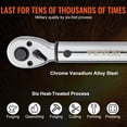 thumbnail image 4 of VEVOR 1/4 3/8 & 1/2 inch Drive Click Torque Wrench 10-250in.lb Dual-Direction Mechanical Dual Range Kit with Adapters Silver - 10-80ft.lb, 4 of 5