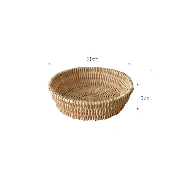 Cesta de almacenamiento tejida de ratán Cesta de frutas Plato Cesta tejida de sauce Cesta de pan de dulces Cesta tejida de ratán hecha a mano