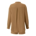 thumbnail image 4 of 2 Piece Sets for Women Shorts Womens Short Set Summer Sets Women Solid Spring Long Sleeve Shirt High Waist Drawstring Shorts Fashion Summer Outfits, 4 of 5