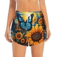 thumbnail image 2 of Picia Colorful Cloud Butterfly Sunflower Pattern Women's 2 in 1 Athletic Running Shorts High Waisted Workout Casual Gym Sweat Shorts with Comfy Liner Zipper Pockets-Large, 2 of 9