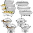 thumbnail image 2 of EVGTTI 10 Pack Chafing Dish Round 6QT×6+Rectangular 8QT 1/3 Pan×4 Chafers Stainless Steel Catering Buffet Warmer Set for Parties,Events,Wedding,Dinner, 2 of 6