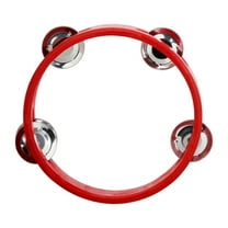 Worgeous Wood Tambourine with Bell for Kids Playing Red Color Smooth and Safe Design 8.5 Inches