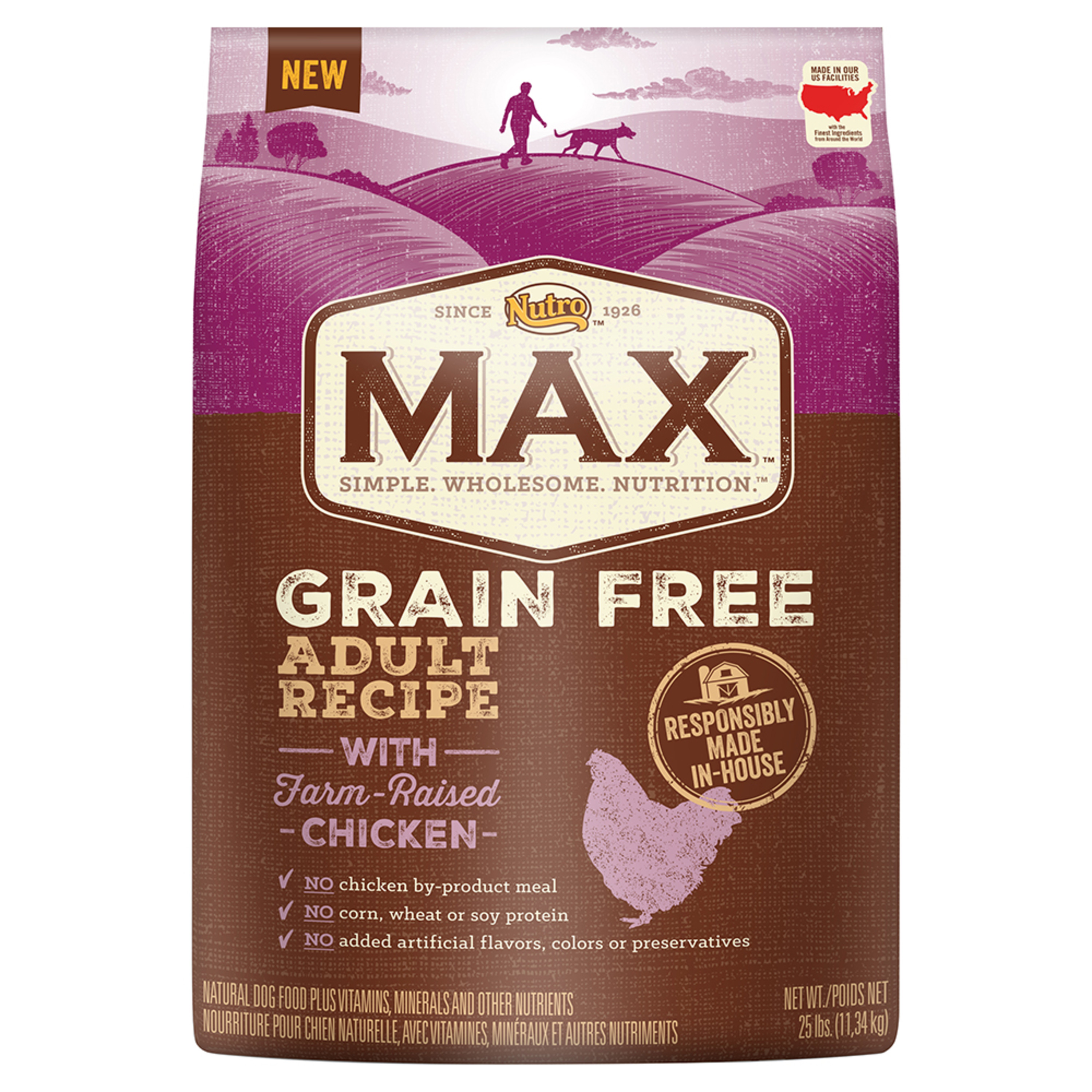 Nutro Max Adult Grain Free Recipe With Farm Raised Chicken Dry Dog Food 25 Pounds