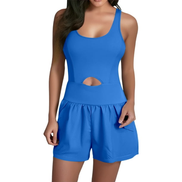Mono deportivo con pantalón corto y camiseta sin mangas para mujer: diseño sexy para el verano, poliéster y spandex, versátil para yoga o para estar por casa
