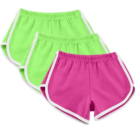 3 Pack Summer Hot Shorts for Women Elastic Waist Cotton Sports Shorts Athletic Yoga Dance Pajama Short Pants (M  Green 01)