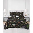 thumbnail image 2 of Quilts Queen Size Bedding Set, Mushroom Leaves Reversible Summer Quilt 3 Pieces, Black Country Botanical Berry Flowers Lightweight Bedspreads Coverlets with 2 Pillow Shams for All Seasons, 2 of 5