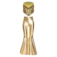 thumbnail image 5 of iiniim Girls Metallic Crop Tops with Shiny Bell Bottom Pants 2 Pcs Set Sparkly Dance Hip Hop Disco Outfits Gold 10, 5 of 7