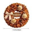 thumbnail image 3 of Fall Thanksgiving Wooden Wreath Sign Flat Printed Maple Pumpkin Harvest Wall Decor 11.8 Inch for Front Door Porch Window Mantel Indoor Outdoor, 3 of 6