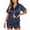 Z-Navy Blue, variant on UVN Pajamas Sets for Women Short Sleeve Button Down Tops and Shorts 2 Piece Outfit Soft Satin Silk Pjs Sleepwear Loungewear
