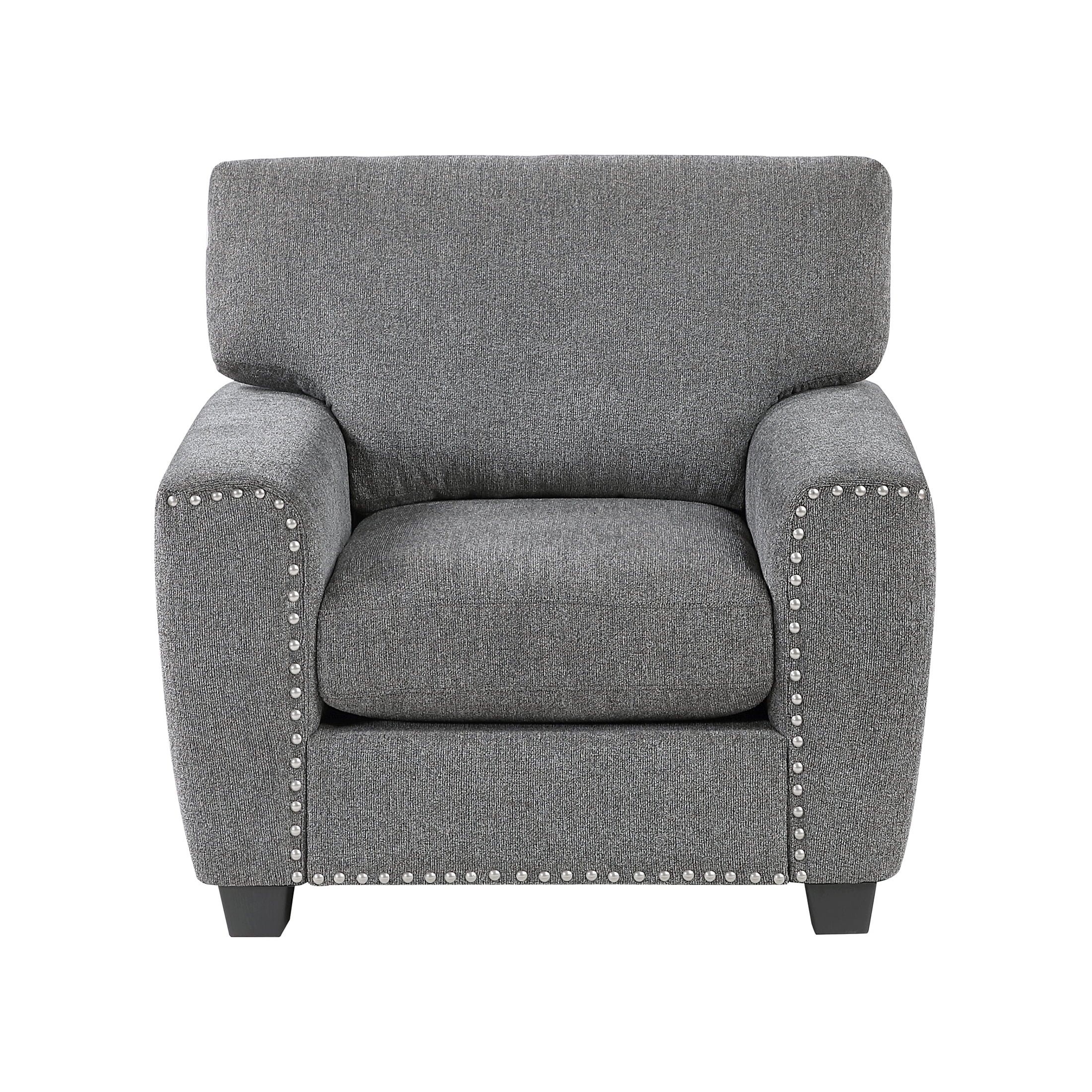 OakvillePark Eldertide Chenille Accent Chair with Nailhead Trim, Dark Gray