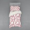 thumbnail image 2 of Ambesonne Floral Bedding Set 4 Pcs, Sketchy Leaves Petals, Queen, Maroon Coral and White, 2 of 3