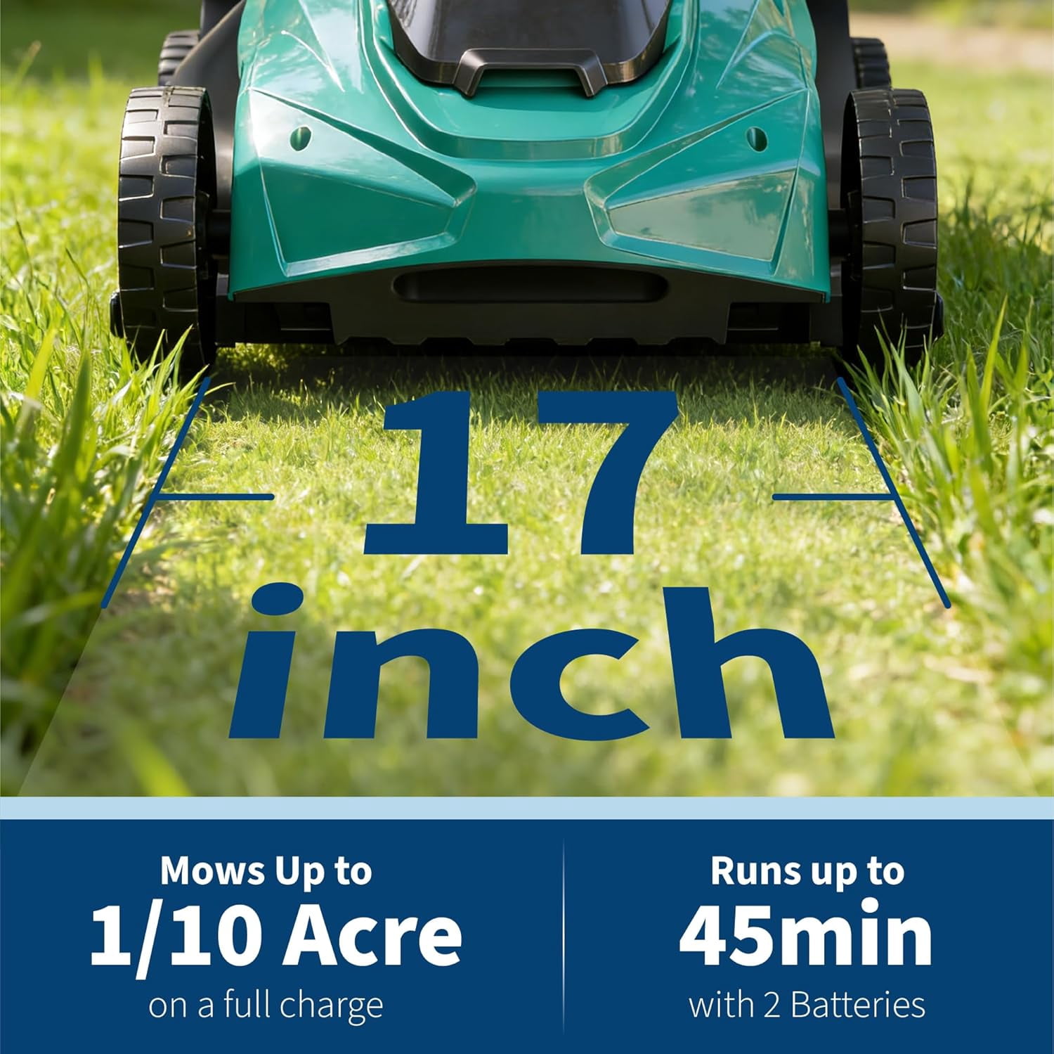 17in Cordless Lawn Mower 2 x 20V 4.0Ah Batteries Brushless Motor 2-in-1 Mulching and Bagging 6-Position Height Lightweight Charger Included