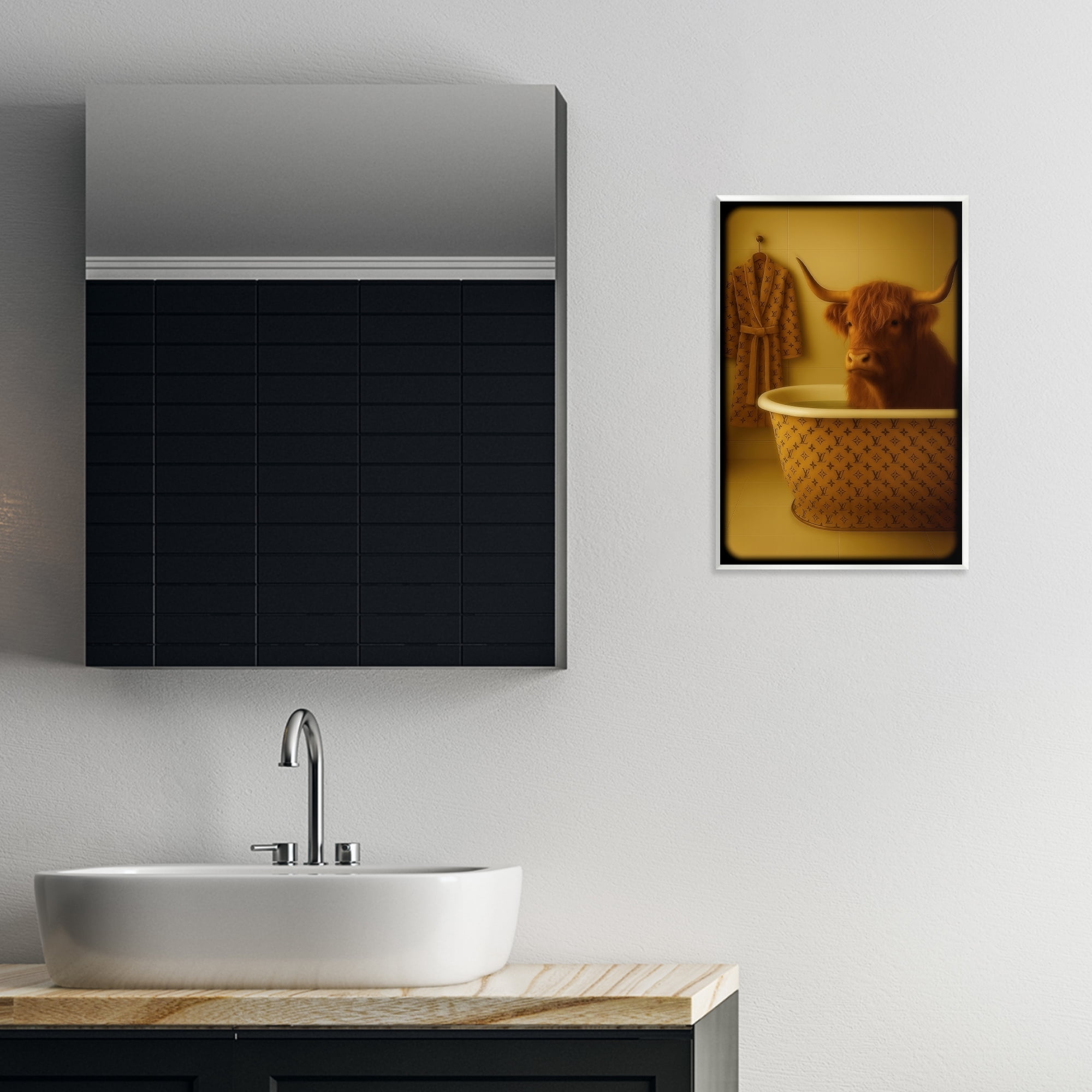 Stupell Industries Couture Highland in Luxury Tub Wall Plaque Art, design by Grotto Studios