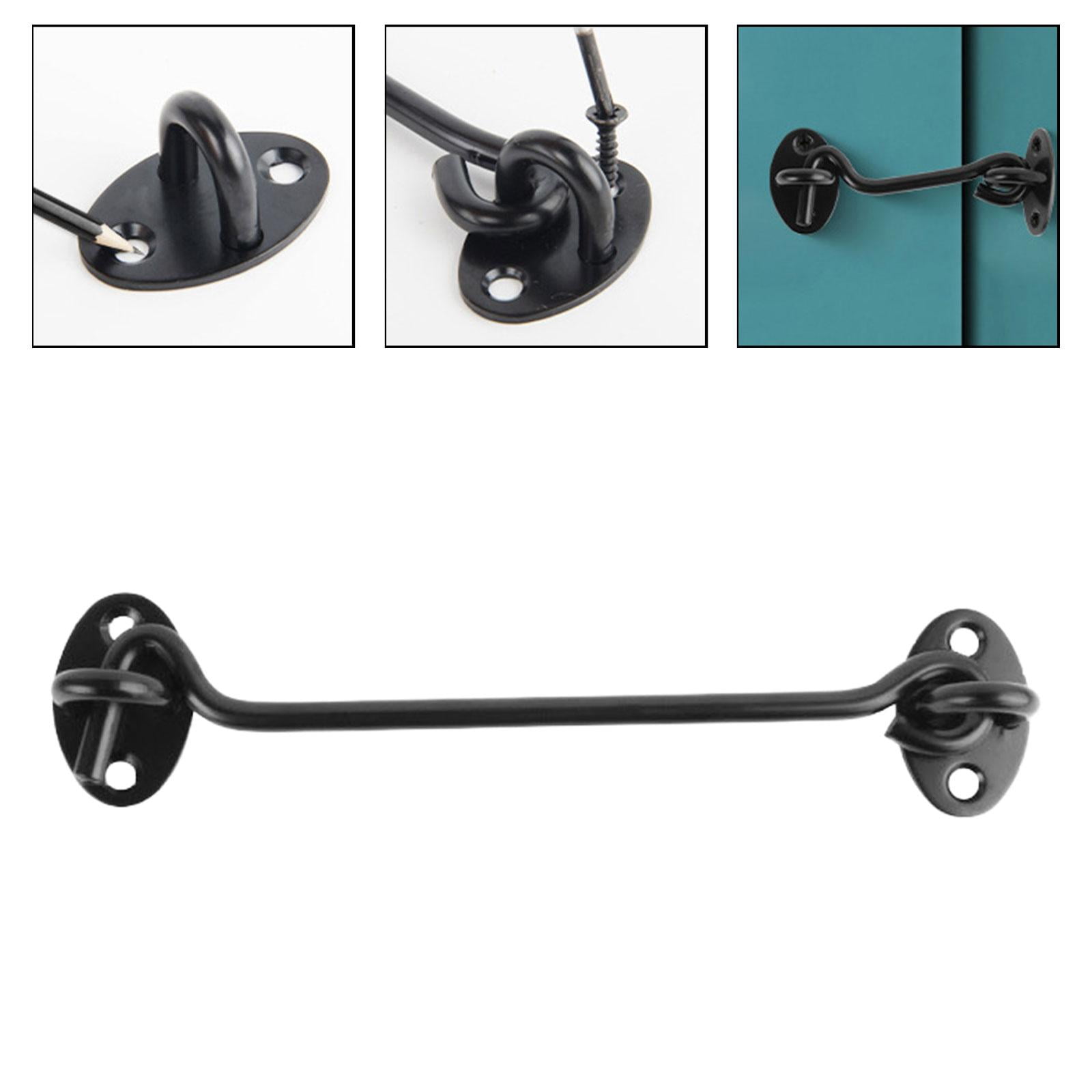 Hook and Eye Latch, Barn Door Latch with Screws,Barn Door Lock latches, Gate Latch Hardware for Shutters, Garage Door, Inside Door, Pocket Doors Black 19x4cm