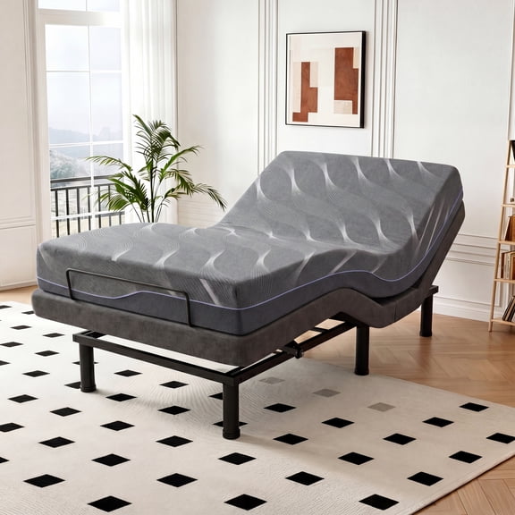 Twin‑XL Adjustable Bed Frame with 12‑Inch Boxed Medium‑Comfort Memory Foam Mattress, Smart Electric Base with Wireless Remote