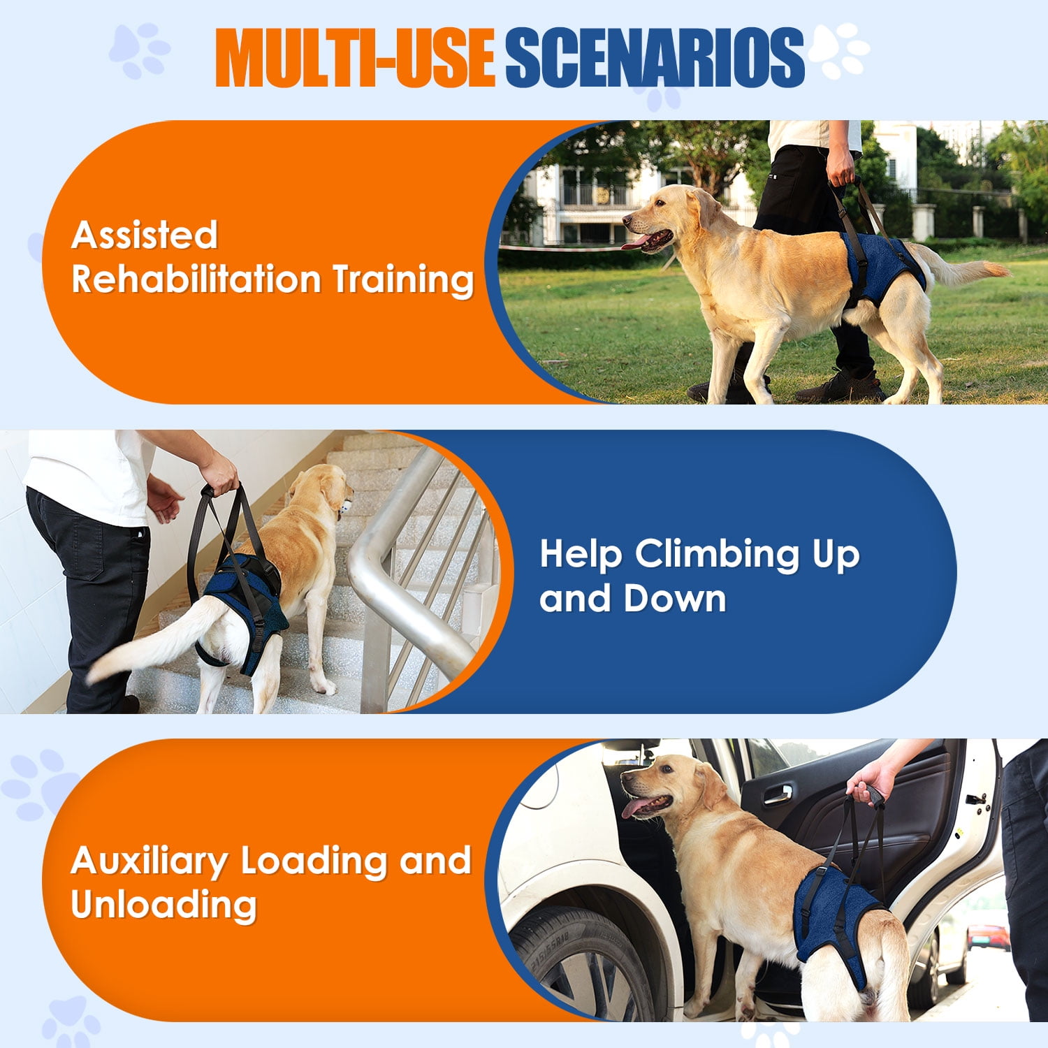 AUTOWT Dog Lift Harness - Hind Leg Support for Medium and Large Dogs, Adjustable Lift Aid for Elderly, Injured, or Arthritic Pets Recovering from Surgery or Mobility Issues