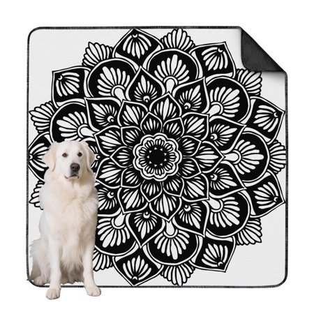Non-Slip Dog Pee Pad 72 x72 Mandala Styling Ultra Absorbent Washable Mat for Puppy Accidents Perfect for Crate Training and Protecting Floors.