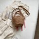 thumbnail image 4 of Bolsos Tejidos para Mujer Bolso Mano Tejido Paja Con Lazo para en La Playa (marrón Rosa), 4 of 9