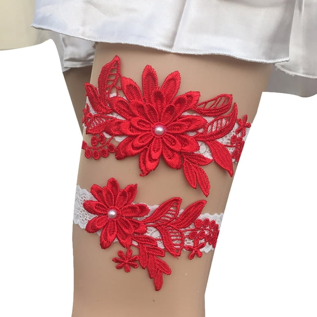 TopLLC White Garters For Bride 2 Pieces, Wedding Garter For Bride Elasticity Lace Garter, Wedding Garter Set For Bride Bridal Accessories