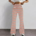 thumbnail image 2 of QATAINLAV Womens Fashion Stripe Flare Leggings Casual Milk Silk Soft Yoga Pants High Waisted Legging Pants Bell Bottom Sweatpants White XL, 2 of 8