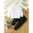 thumbnail image 3 of Arvbitana Toddler Baby Boys Pants Set Long Sleeve Letter Print Sweatshirt Tops + Black Pants 2Pcs Casual Outfits Infant Daily Clothes 6M 12M 18M 24M 3T, 3 of 9