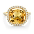 thumbnail image 2 of Gem Stone King 18K Yellow Gold Plated Silver Ring Citrine Moissanite (4.29 Cttw), 2 of 3
