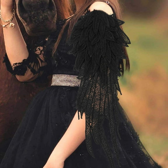 WINOMO Black Angel Wing Patches for DIY Decor Sewing Made of Polyester for Jackets Clothes Repair