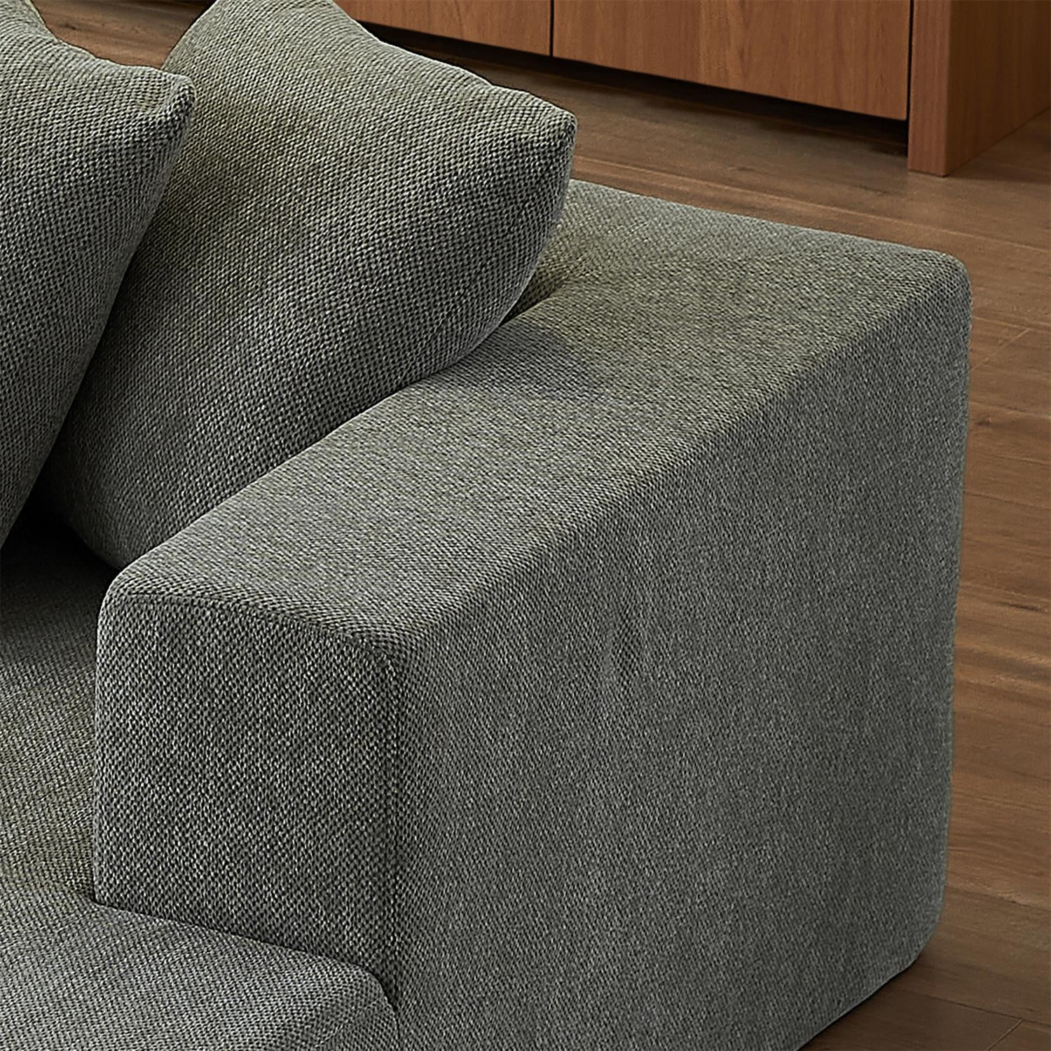 Demi Bonn 104" Chenille L-Shaped Sectional Sofa Set, Modular Minimalist Cloud Couch, Luxury Chenille Fabric for Living Room, Gray