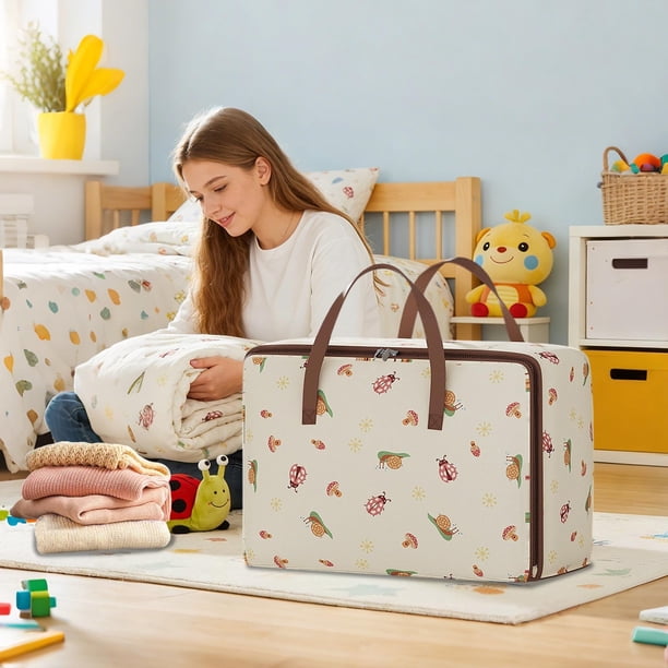 Heavy Duty Storage Bags Large Capacity Waterproof Reusable Foldable Travel Organizer Moving Supplies for Clothes Bedding Home Organization Space Saving Tote with Double Zipper Reinforced Handles