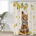 thumbnail image 4 of Shower Curtains Sets for Bathroom Decor Farmhouse Cat Lemon Leaf Flower Waterproof Bathroom Curtain with Hooks, Rustic Animal Fruit Retro Linen for Bathroom Decor,72x72IN, 4 of 7