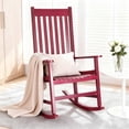 thumbnail image 6 of Zimtown Wooden Rocking Chair Outdoor Patio Rocker High Back Ergonomic Seat Porch Lawn Garden Angora Red, 6 of 8