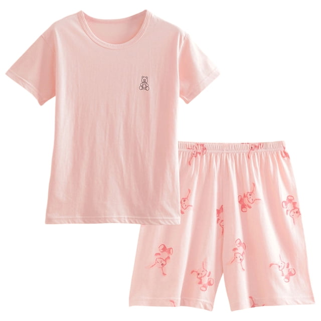 Nwiuh Toddler Baby Girl Summer Clothes Ruffle Ribbed Knit Short Sleeves T-Shirt Tee Tops + Shorts Cute Outfits Set (Light Pink, 7-8 Years)