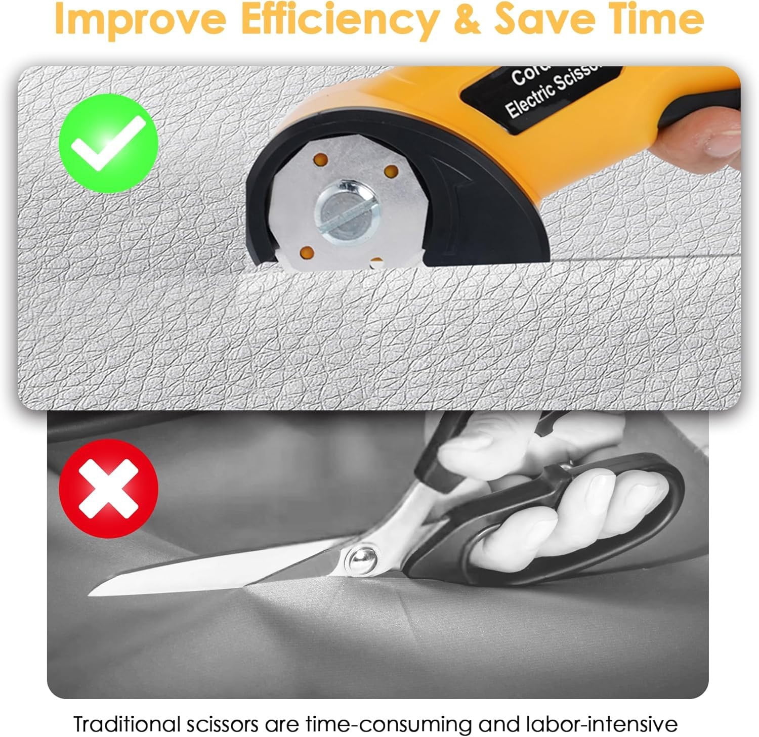 NefLaca  Cordless Electric Scissors Box Cutter With 2 Rotary Blades 4V Heavy Duty Recharg