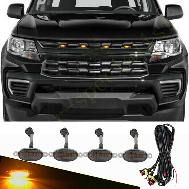for Chevrolet Colorado 2016-2021 Front Grille Yellow Light Raptor Style Trim LED