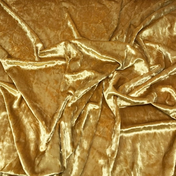 Gold Crushed Stretch Velvet Solid