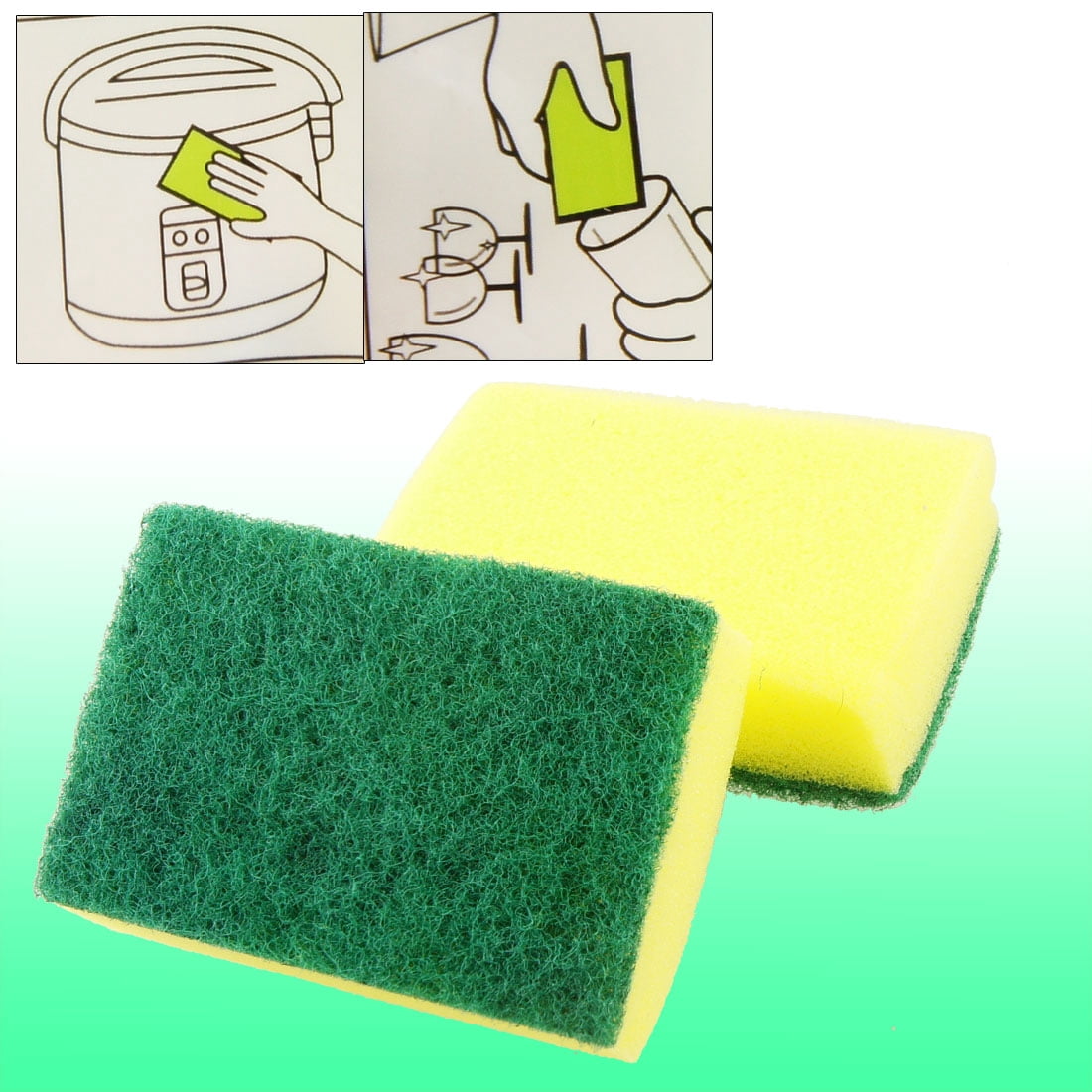 Unique Bargains Rectangle Kitchen Dish Washing Cleaning Scrub Sponge Pad 2Pcs
