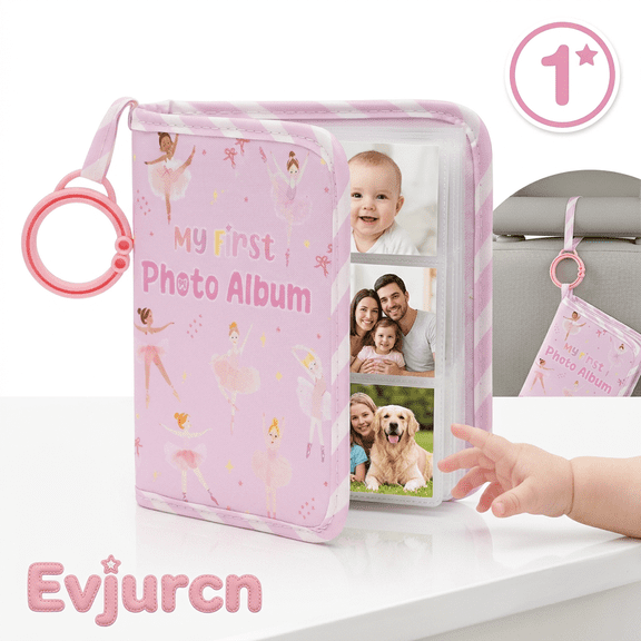Baby Photo Album, Holds 17 Pcs 4x6 Photos – My First Soft Cloth Album with Safety Mirror Fabric Memory Keepsake Gift for Newborn Toddler Boy & Girl
